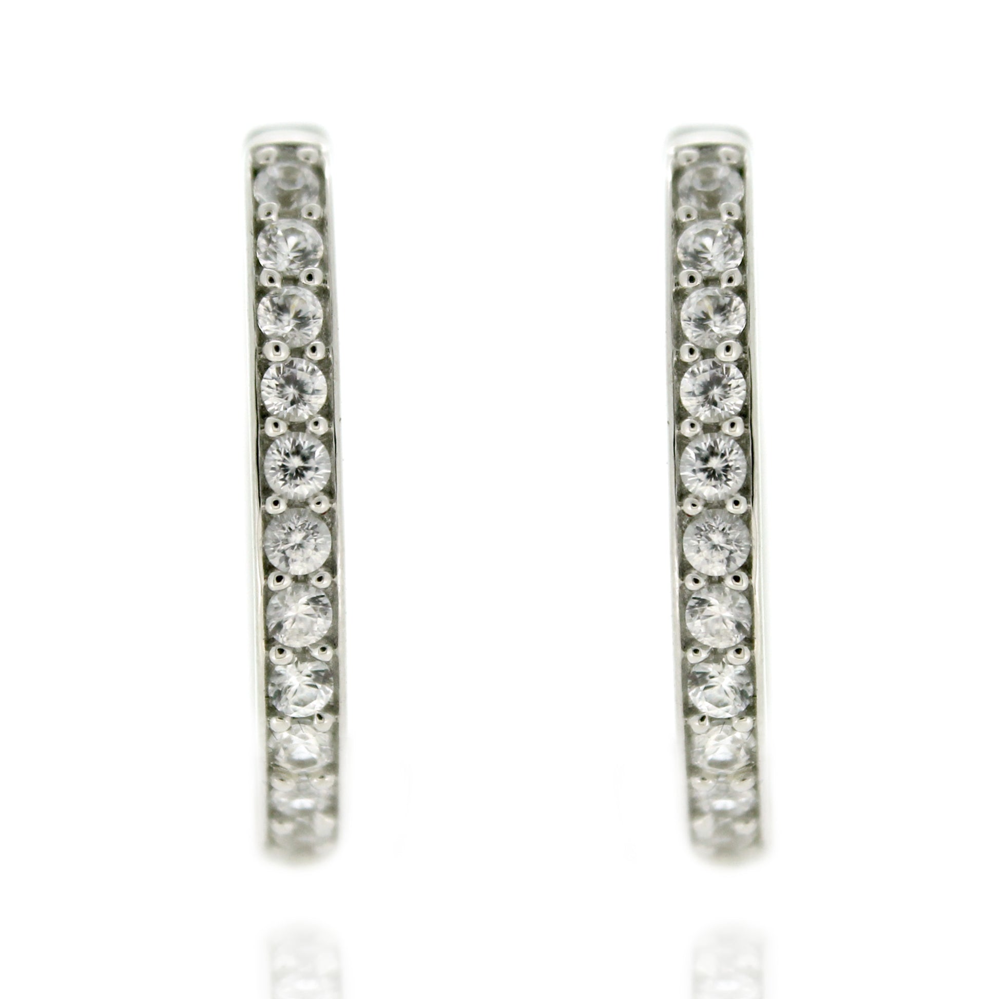 925 Sterling Silver White Natural Zircon Hoop Earring - Pinctore