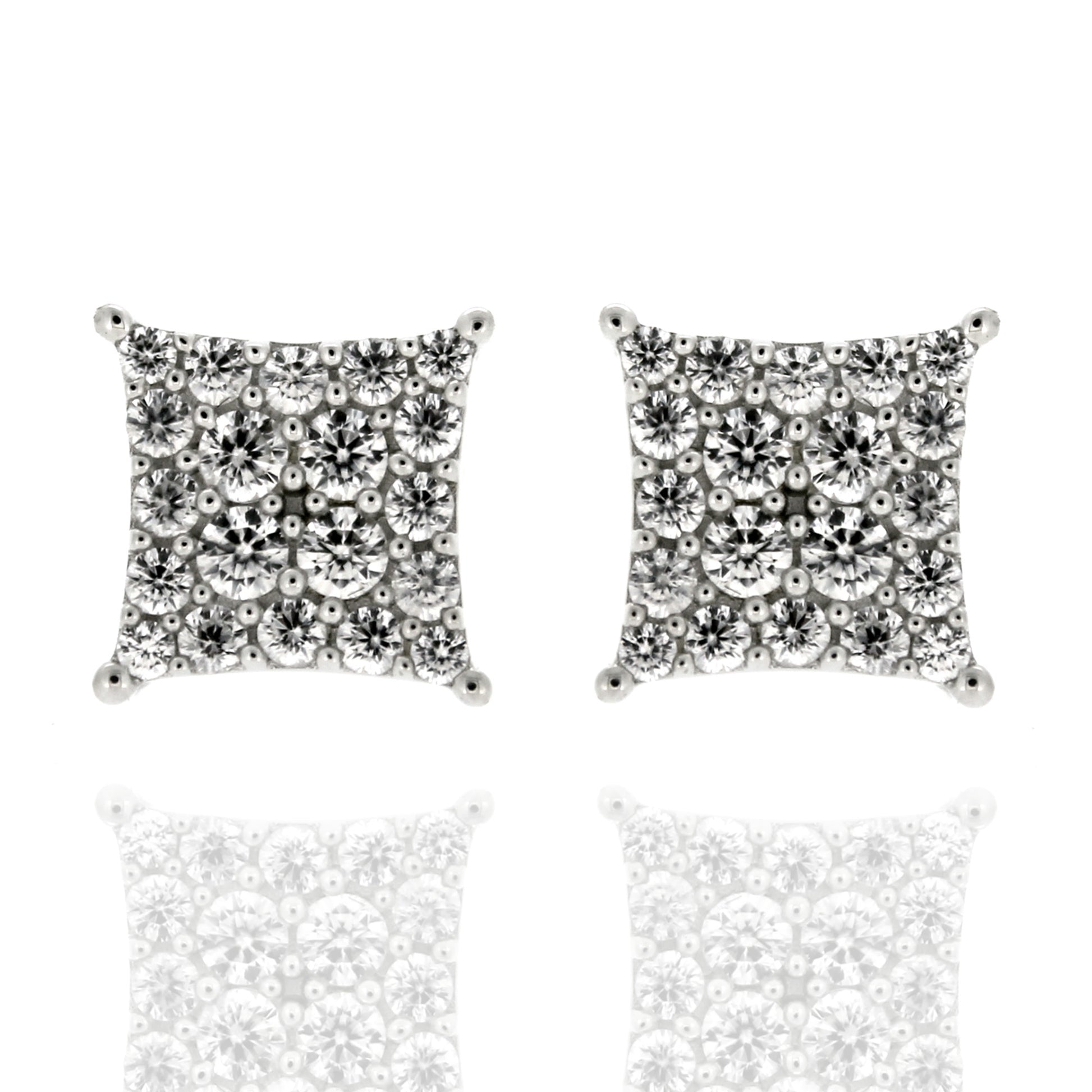 925 Sterling Silver White Natural Zircon Stud Earring - Pinctore