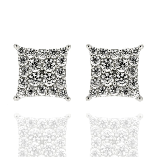 925 Sterling Silver White Natural Zircon Stud Earring - Pinctore