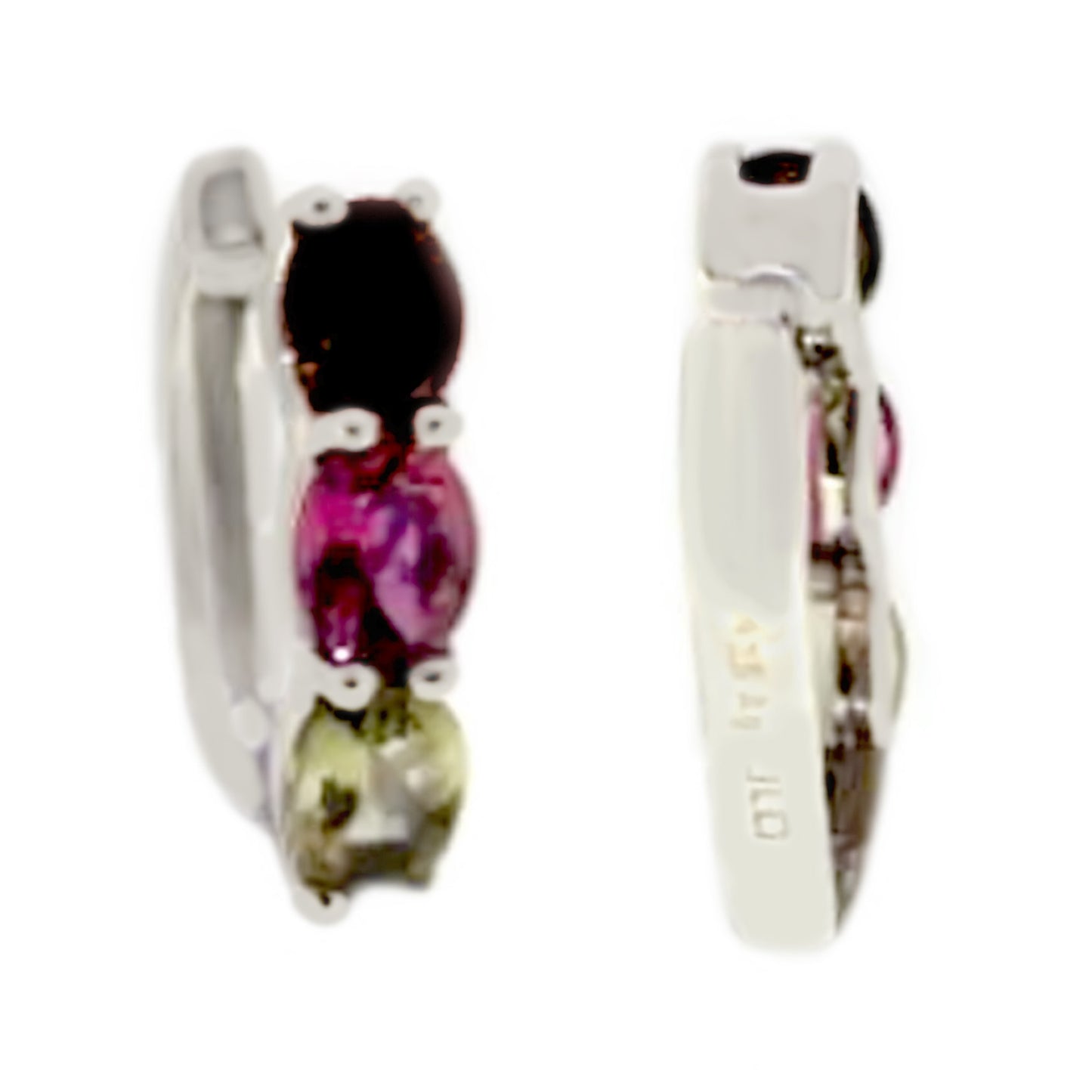925 Sterling Silver Multi Color Tourmaline Hoops Earring - Pinctore