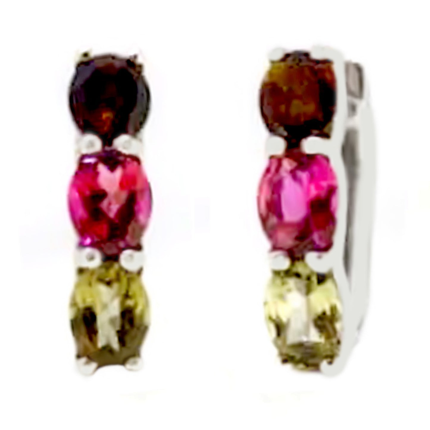 925 Sterling Silver Multi Color Tourmaline Hoops Earring - Pinctore