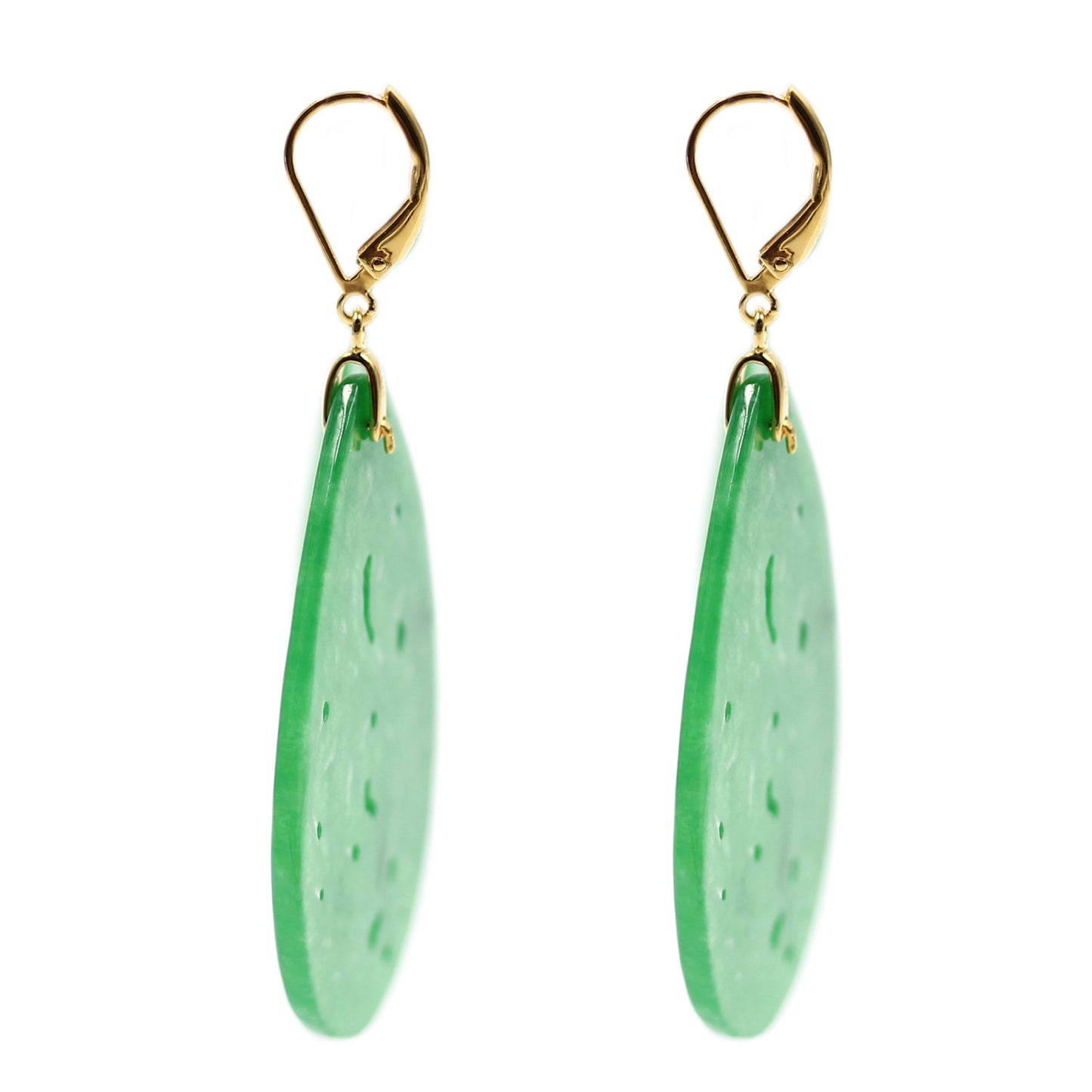 925 Sterling Silver Dyed Green Jade Dangle Earring - Pinctore
