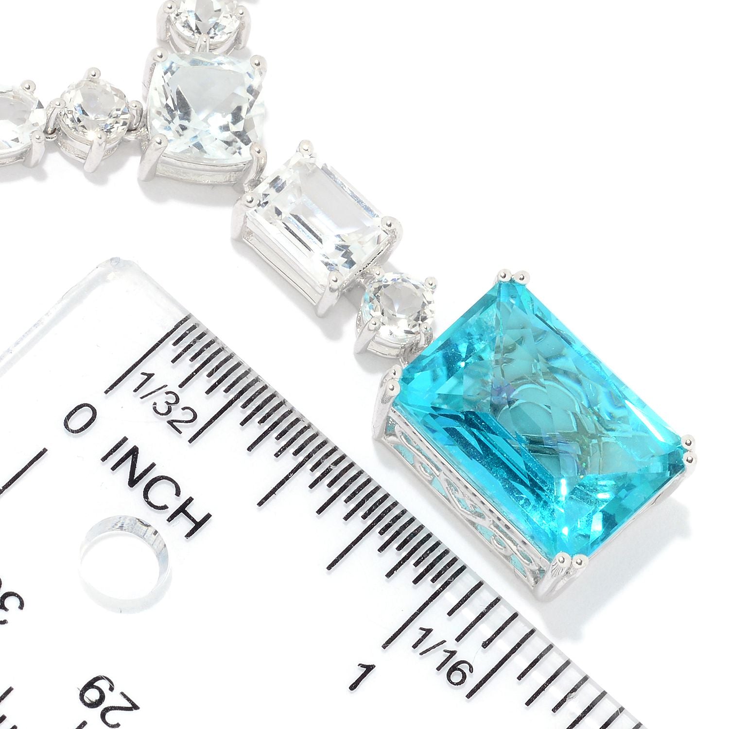 925 Sterling Silver Blue Quartz, White Topaz Necklace - Pinctore