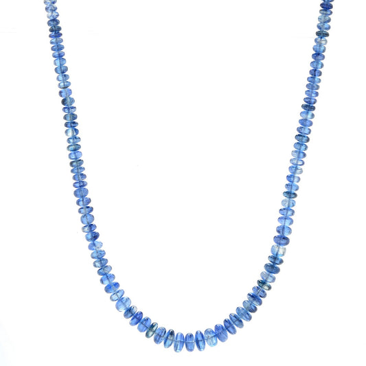 Pinctore Sterling Silver 18" Kyanite Graduated Beaded Necklace - pinctore