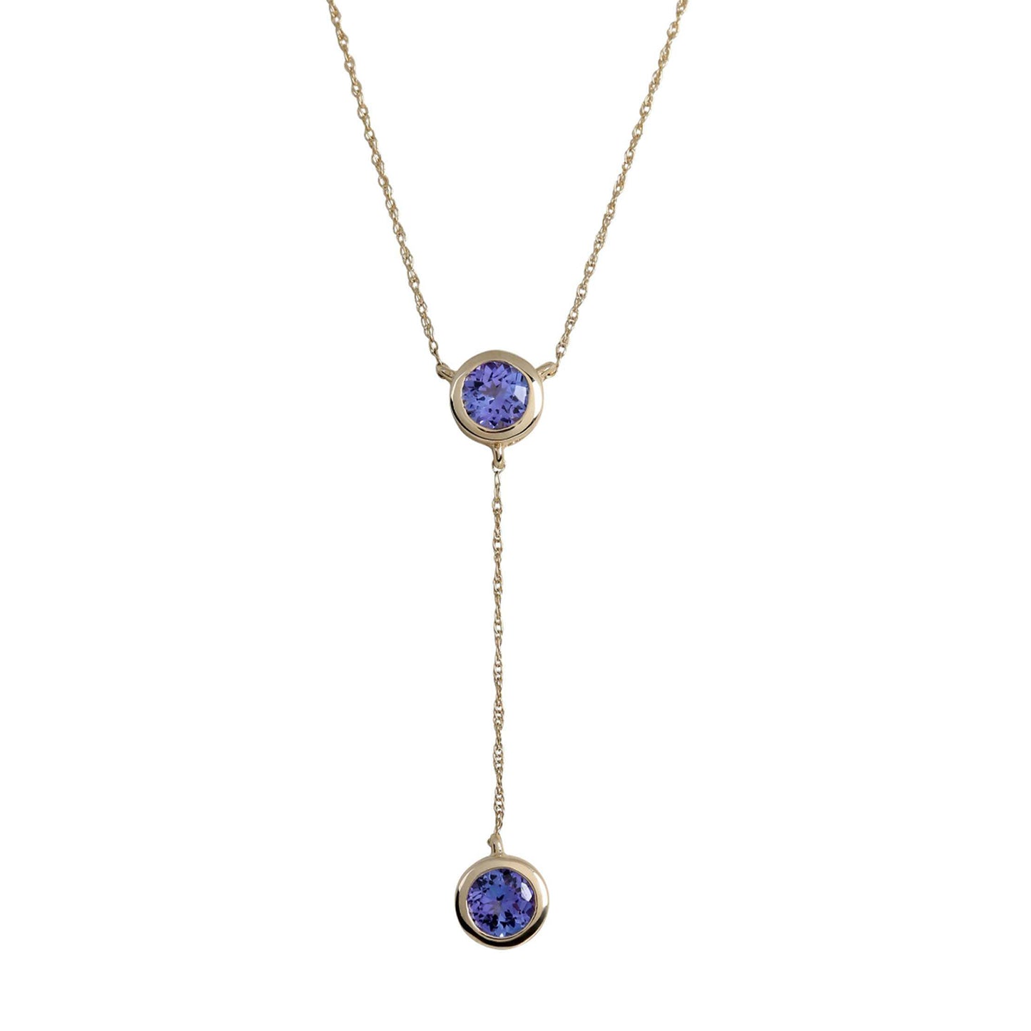 14K Gold Tanzanite Round Necklace - Pinctore