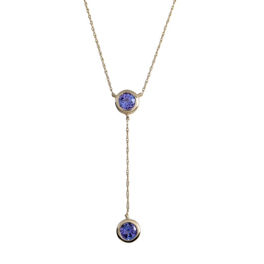 14K Gold Tanzanite Round Necklace - Pinctore
