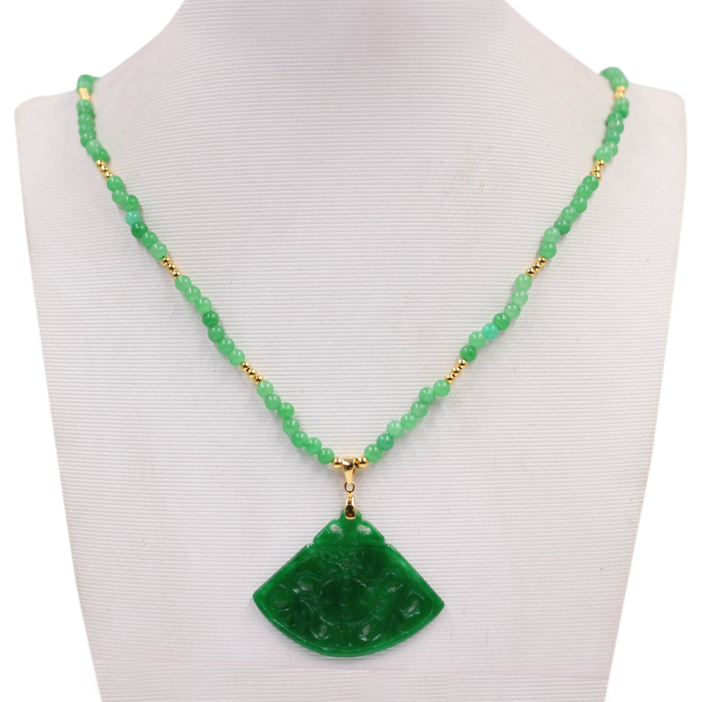 925 Sterling Silver Dyed Green Jade Necklace - Pinctore