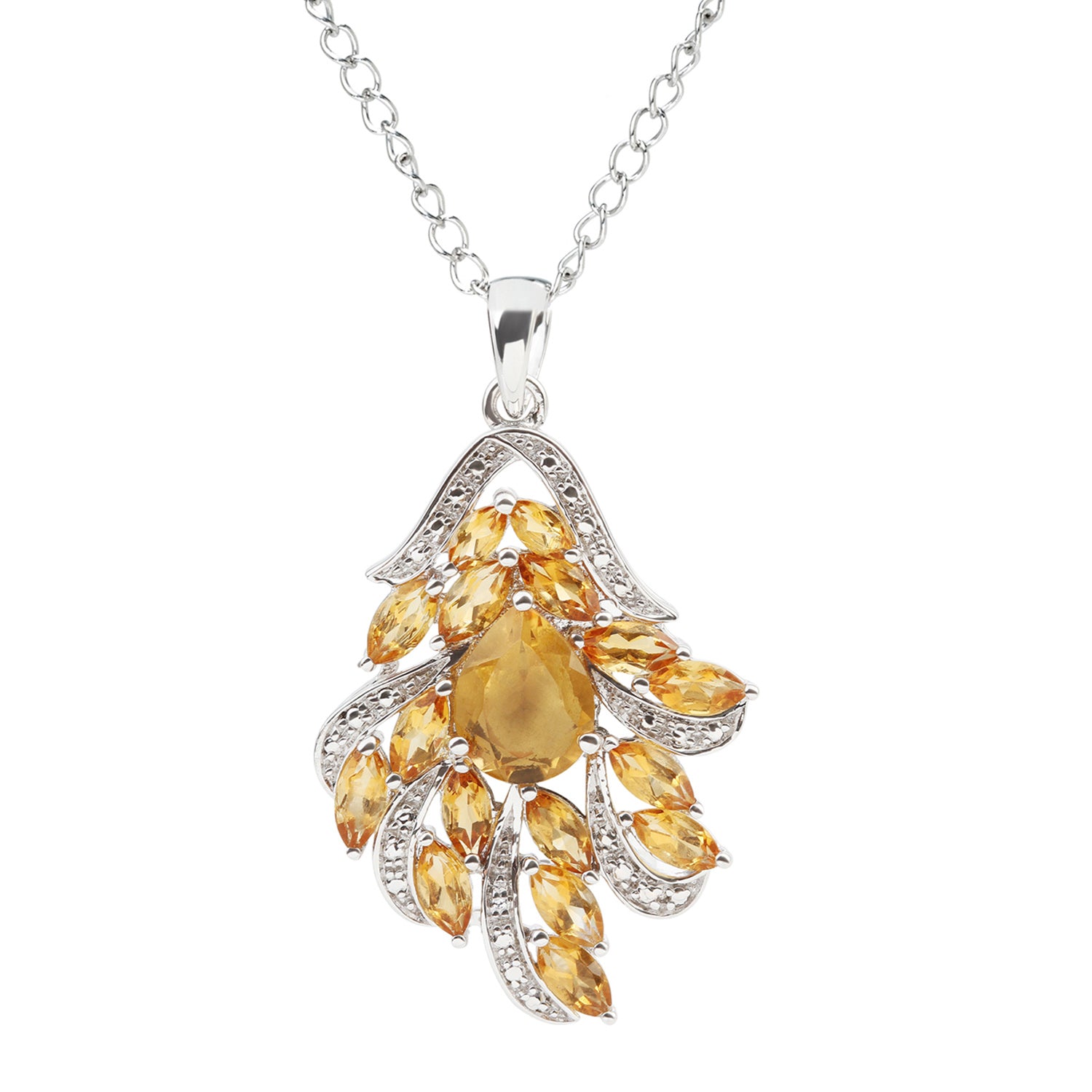 925 Sterling Silver Citrine Pendant - Pinctore