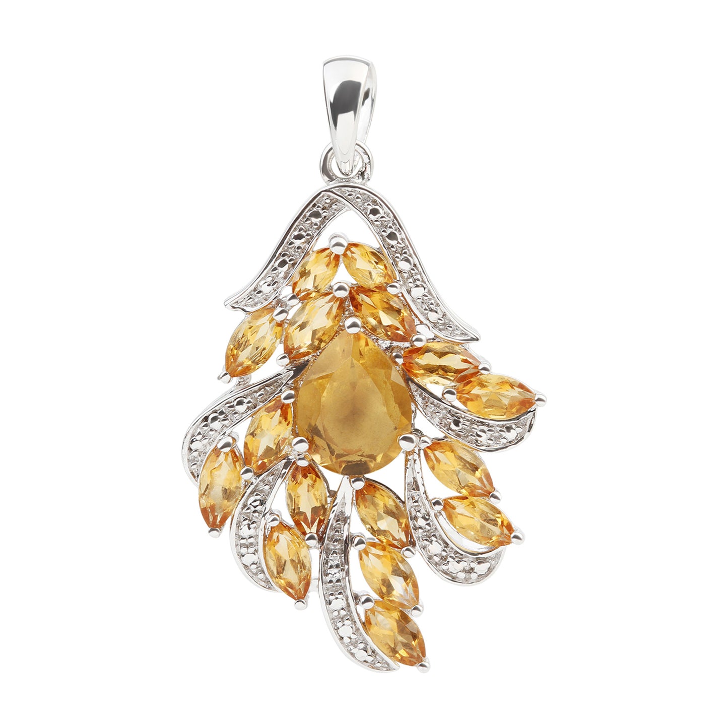 925 Sterling Silver Citrine Pendant - Pinctore