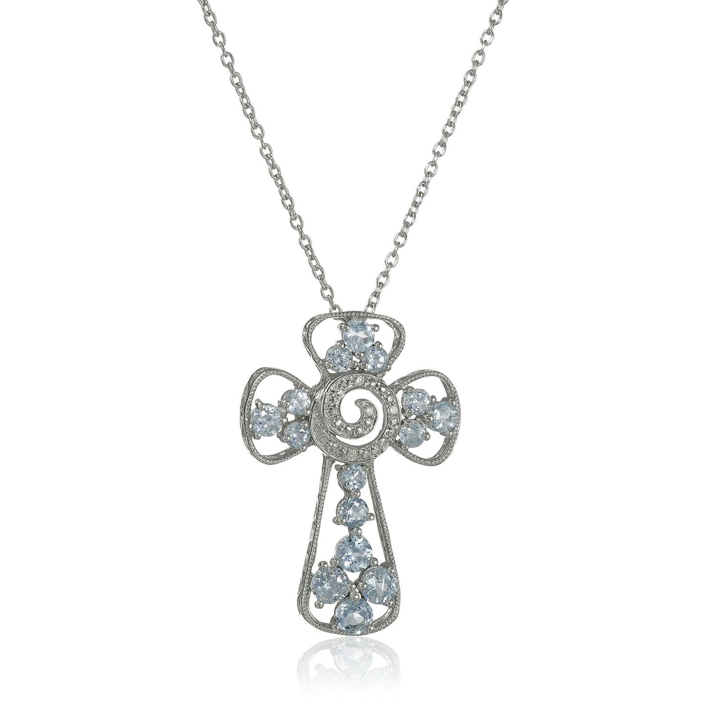 925 Sterling Silver Diamond, Sky Blue Topaz Pendant - Pinctore