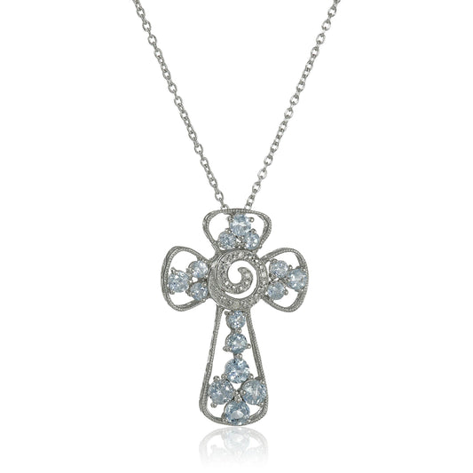 925 Sterling Silver Diamond, Sky Blue Topaz Pendant - Pinctore