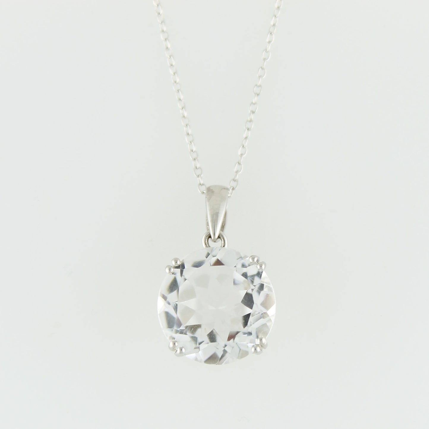 Pinctore Rhodium Over Sterling Silver 9.43ctw Crystal Pendant 0.93'L with 18' Chain - pinctore