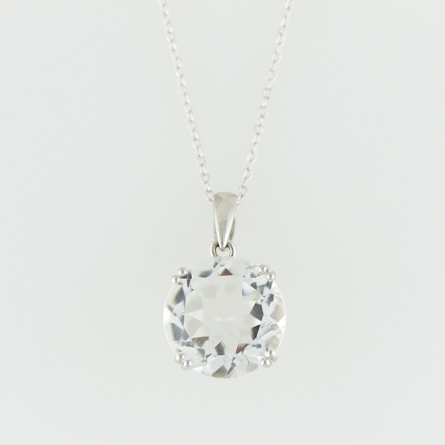 Pinctore Rhodium Over Sterling Silver 9.43ctw Crystal Pendant 0.93'L with 18' Chain - pinctore