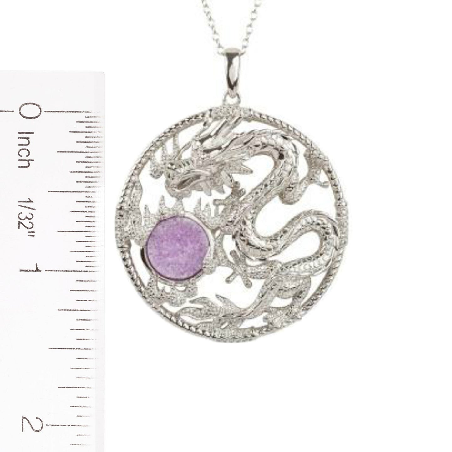 925 Sterling Silver Lavendar Drusy, White Natural Zircon Pendant - Pinctore