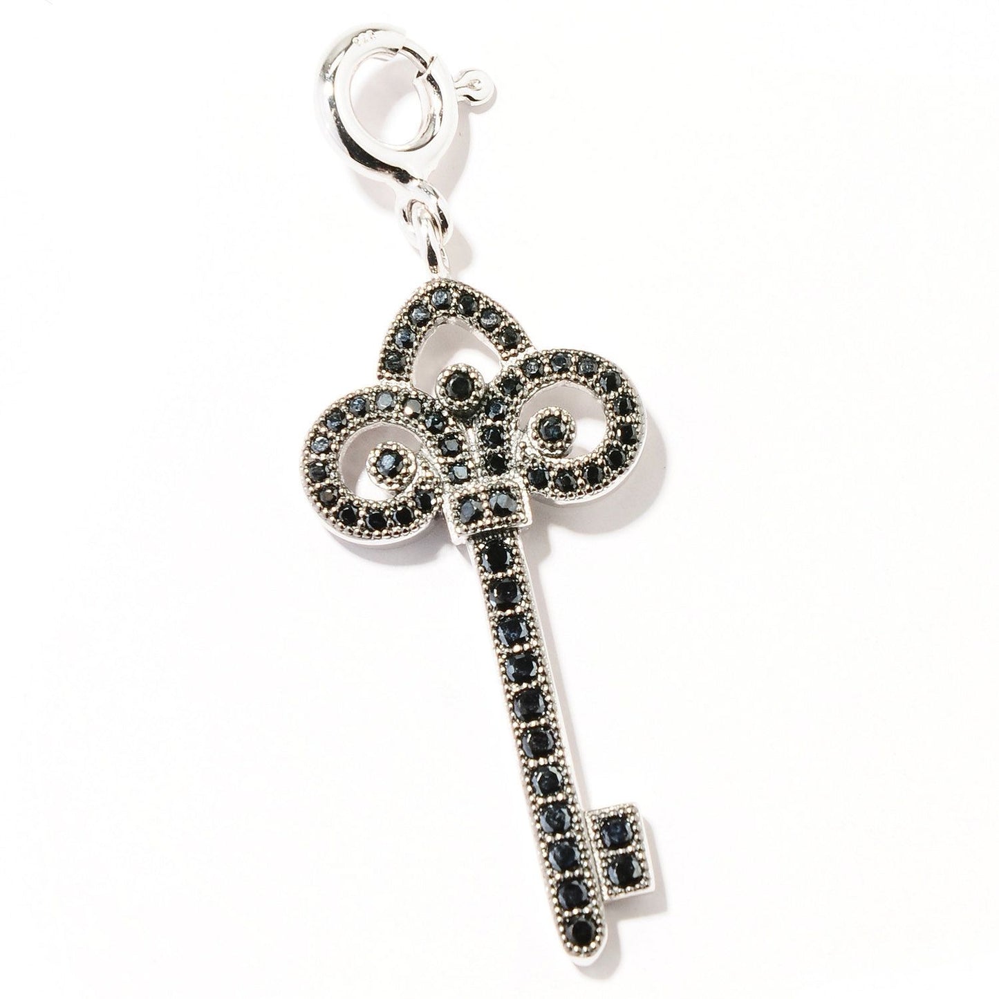 Pinctore Platinum o/Silver 2.13ctw Black Spinel 1.62'L Pendant with 18' Chain - pinctore