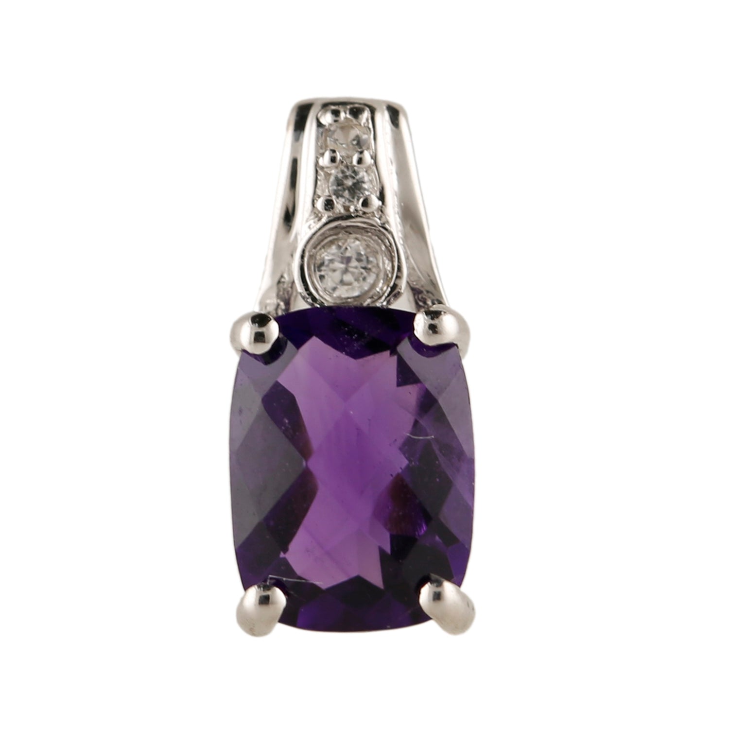 Pinctore Rhodium Over Sterling Silver 1.26ctw African Amethyst Pendant - pinctore
