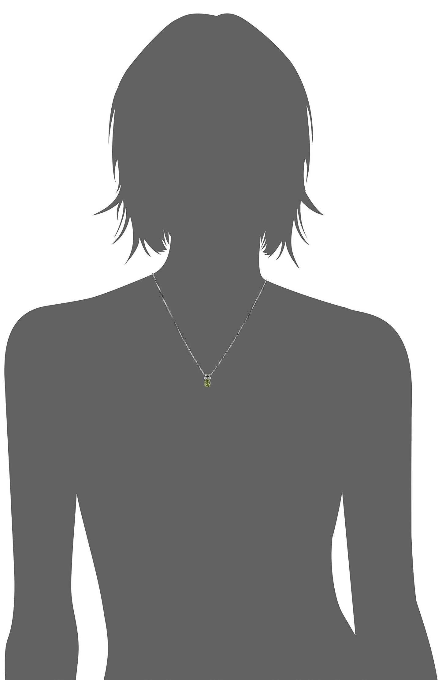 Ster Silver Peridot Created White Sapphire Butterfly Pendant Necklace - Green - Pinctore