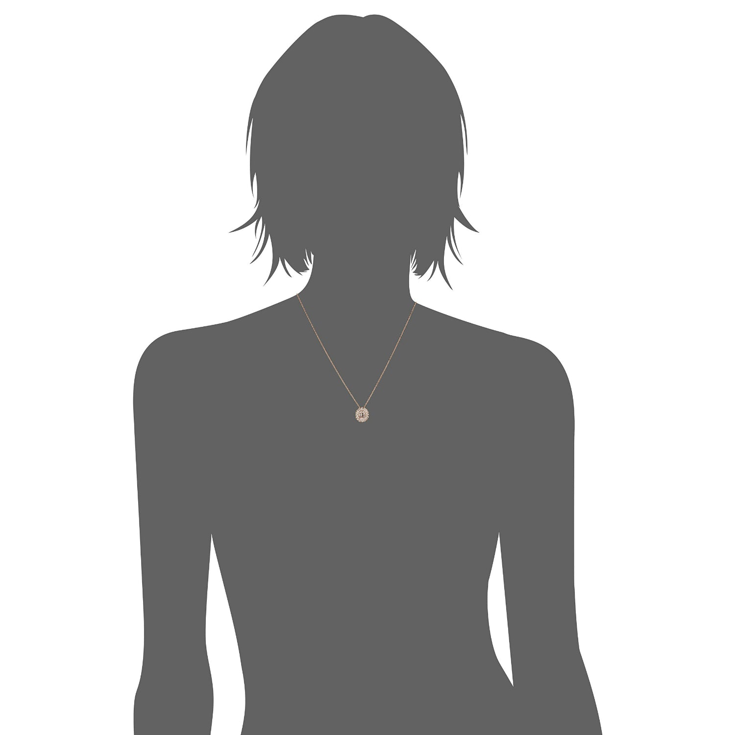 Rose Gold-Plated Silver Morganite and Created White Sapphire Double Halo Pendant Necklace, 18" - Pinctore