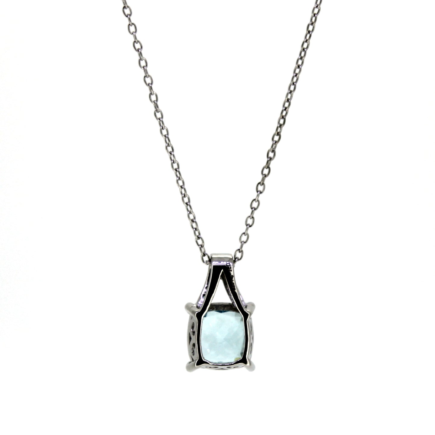 Rhodium Over Sterling Silver 3Ctw Sky Blue Topaz & White Topaz Pendant - Pinctore