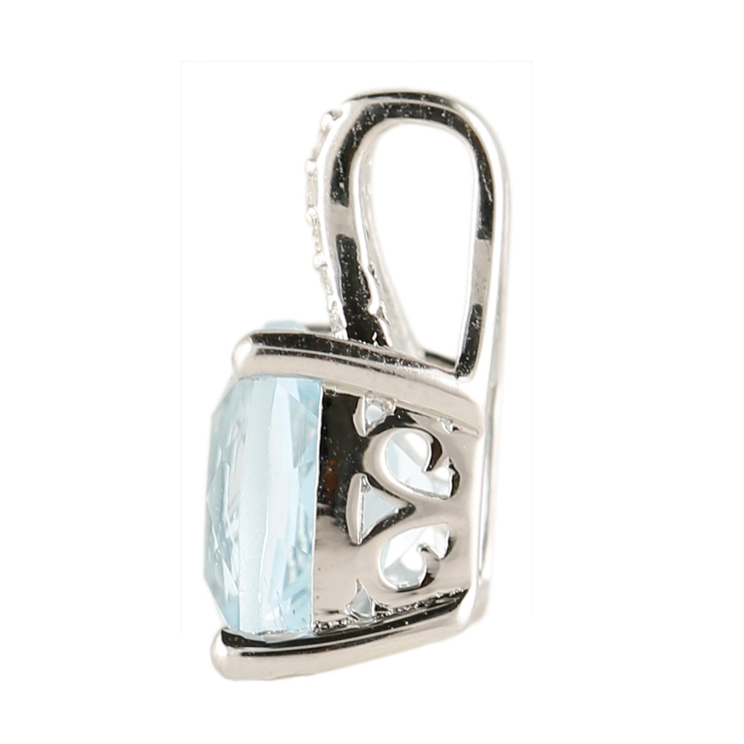 Rhodium Over Sterling Silver 3Ctw Sky Blue Topaz & White Topaz Pendant - Pinctore
