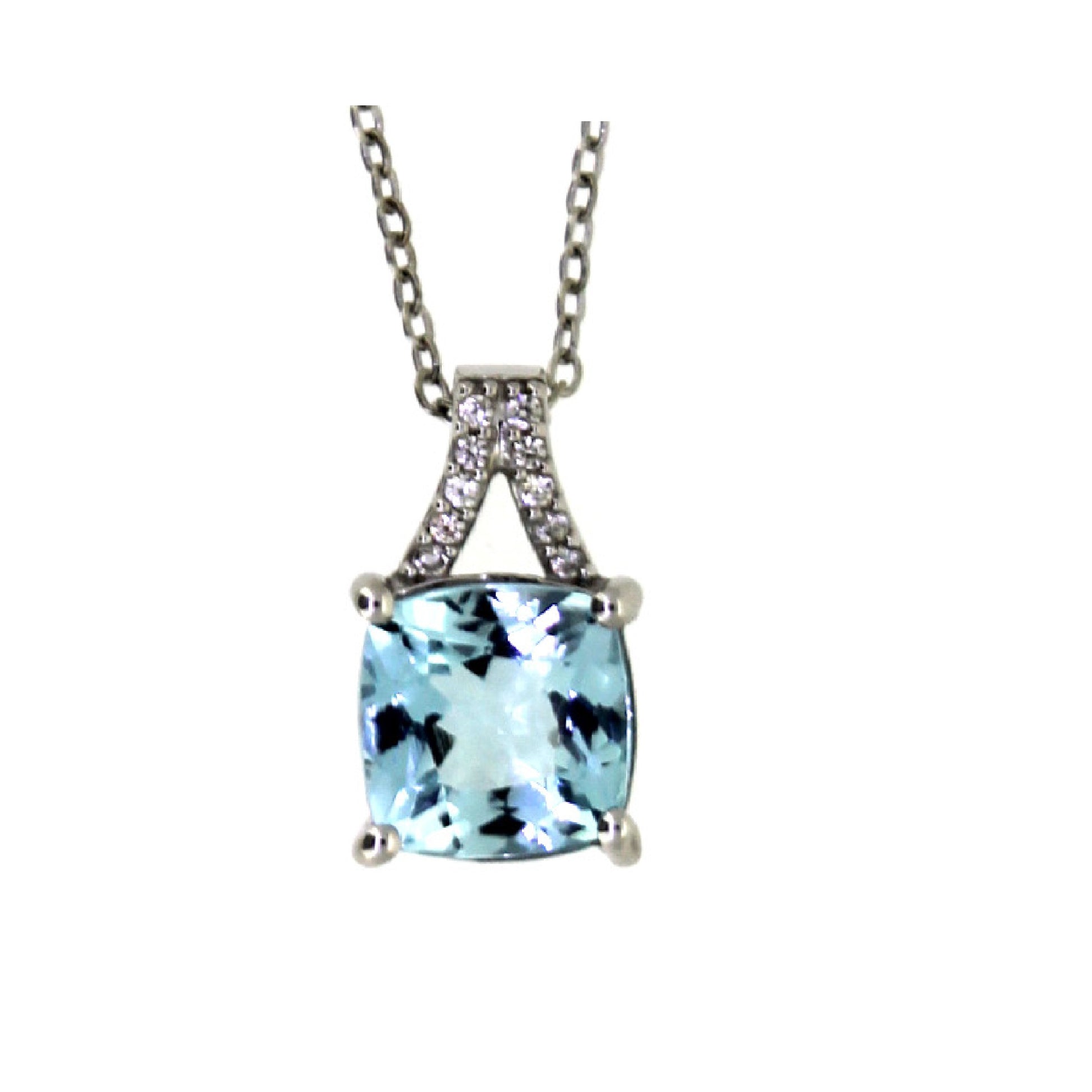 Rhodium Over Sterling Silver 3Ctw Sky Blue Topaz & White Topaz Pendant - Pinctore