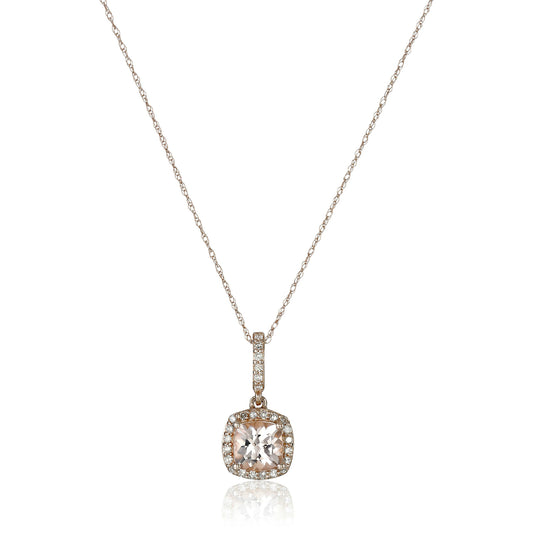 10KT GOLD Diamond, Morganite Pendant - Pinctore