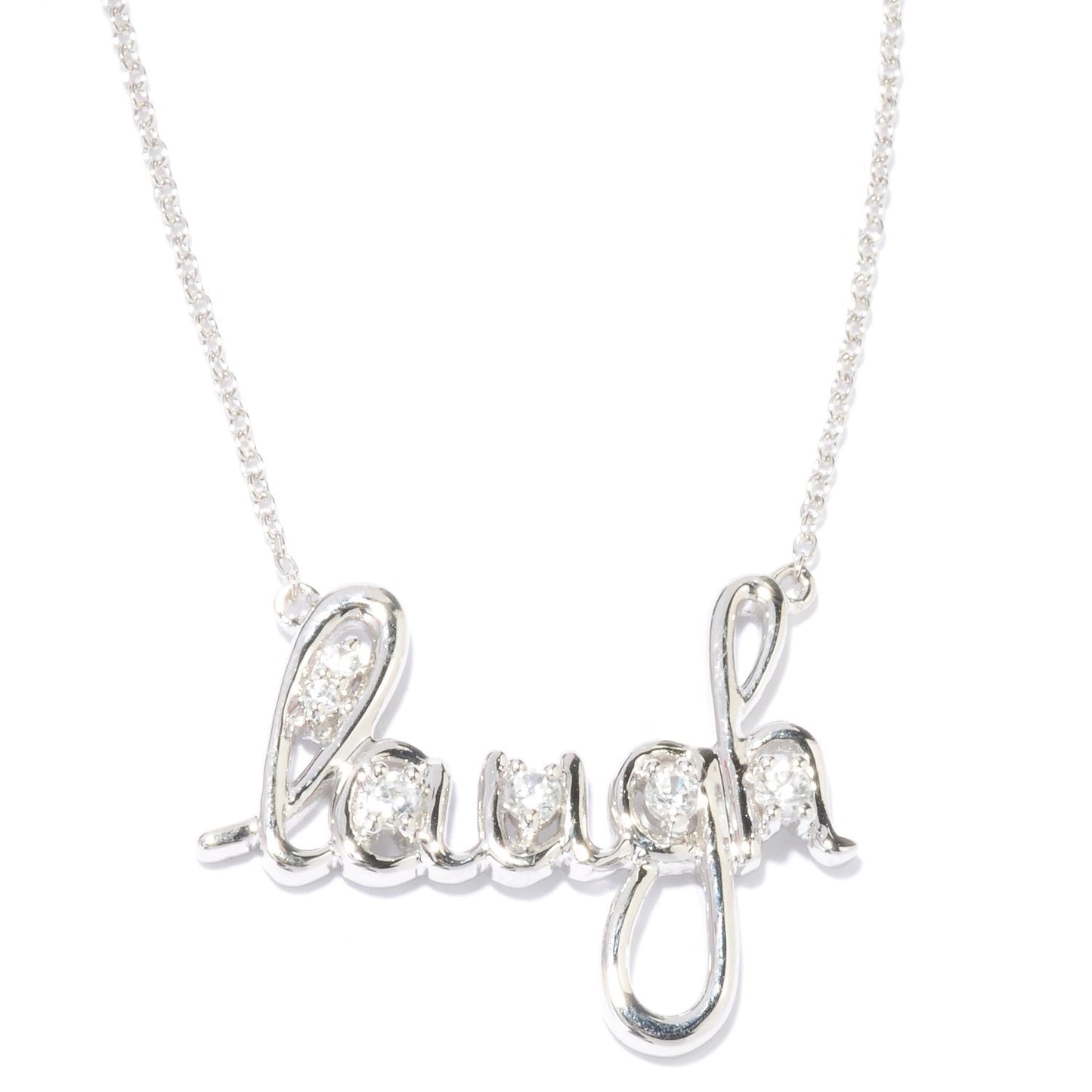 Pinctore Platinum o/Silver 0.46ctw White Zircon 'Laugh' Pendant with 18' Chain - pinctore