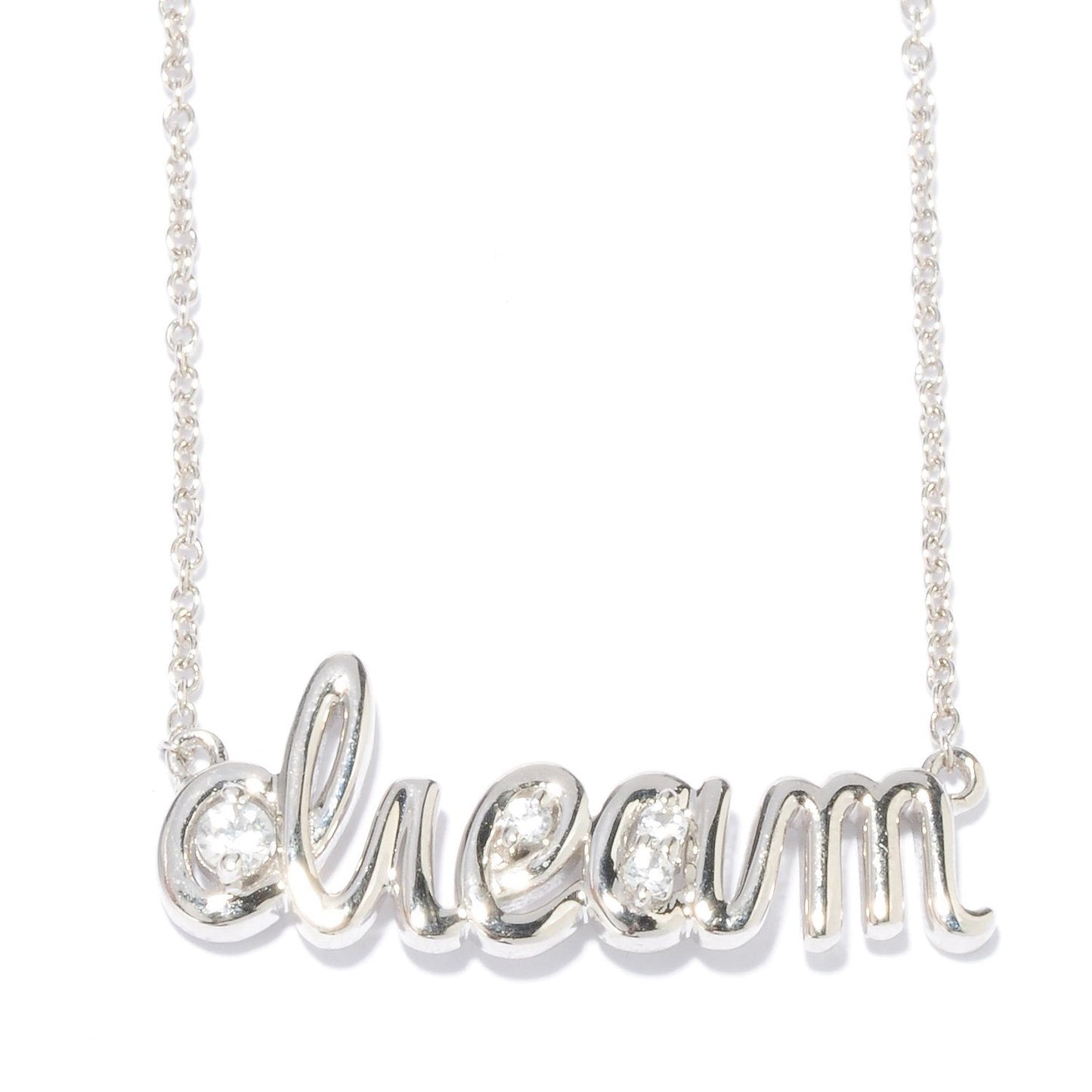 Pinctore Platinum o/Silver 0.25ctw White Natural Zircon 'Dream' Pendant with 18' Chain - pinctore