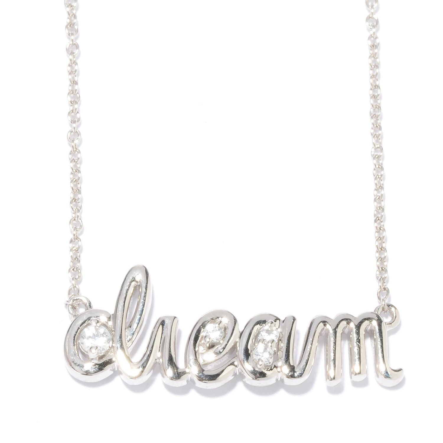 Pinctore Platinum o/Silver 0.25ctw White Natural Zircon 'Dream' Pendant with 18' Chain - pinctore