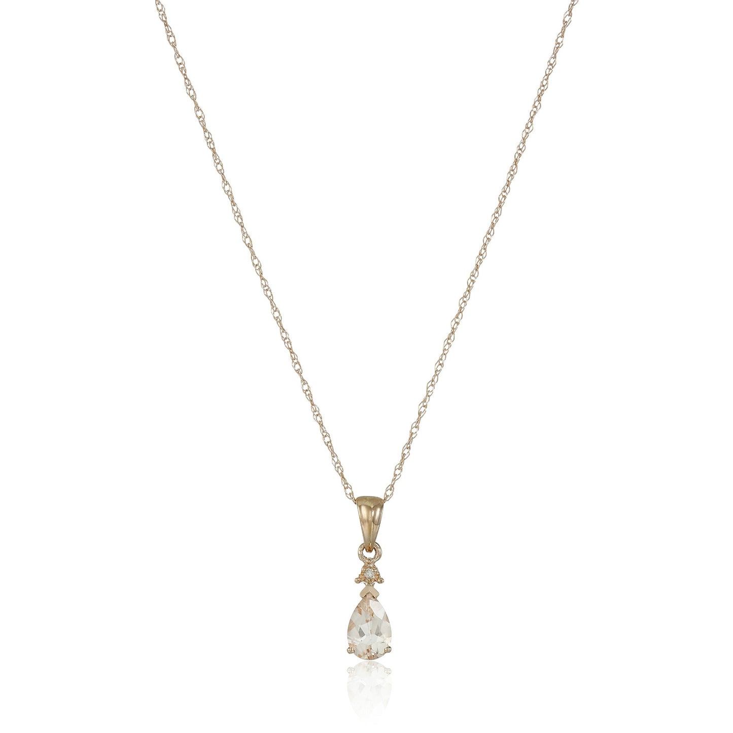 10k Rose Gold Morganite & Diamond Pendant Necklace, 18" - Pinctore