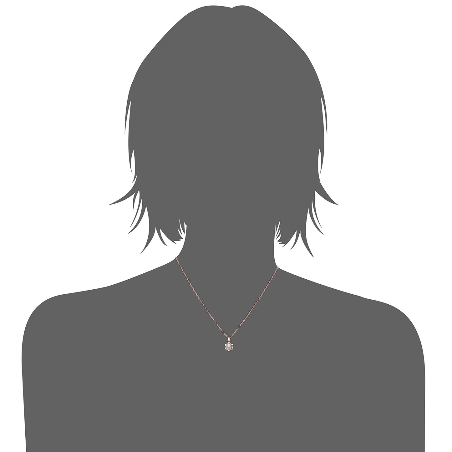 Rose Gold Plated Silver Morganite Flower Pendant Necklace 18" - Pinctore