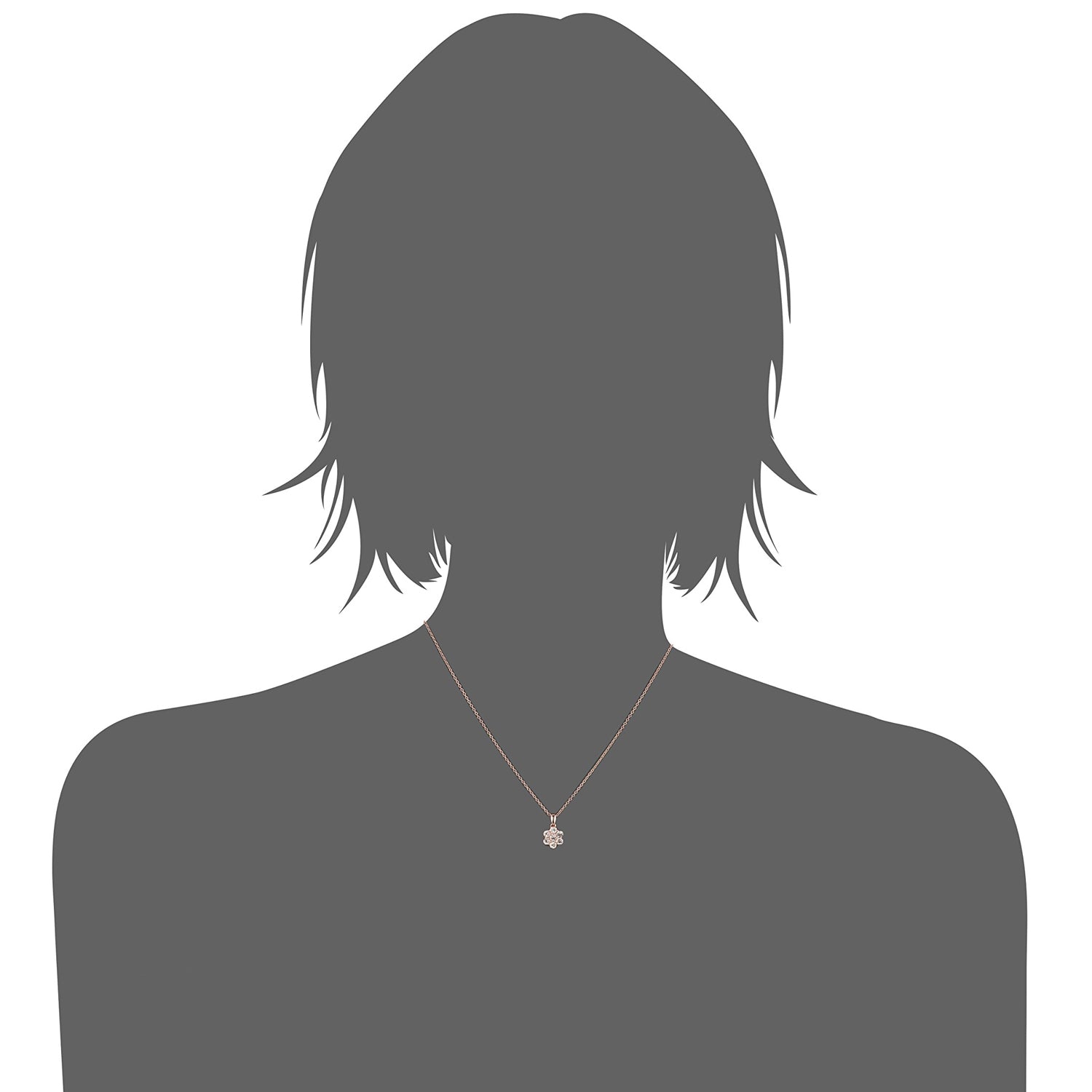 Rose Gold Plated Silver Morganite Flower Pendant Necklace 18" - Pinctore