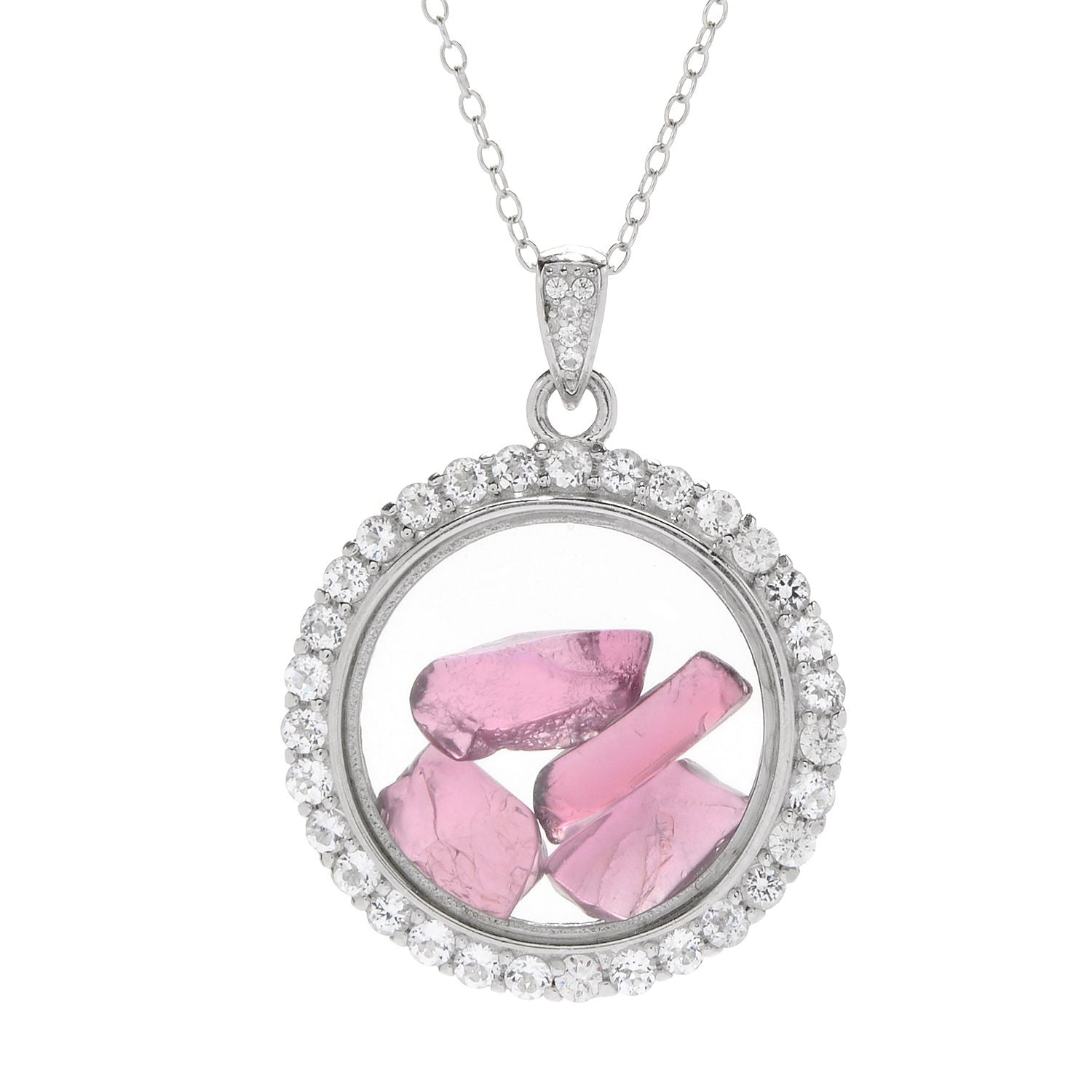 925 Sterling Silver Rhodolite Garnet, White Topaz Pendant - Pinctore