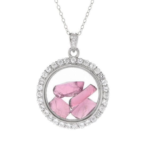 925 Sterling Silver Rhodolite Garnet, White Topaz Pendant - Pinctore