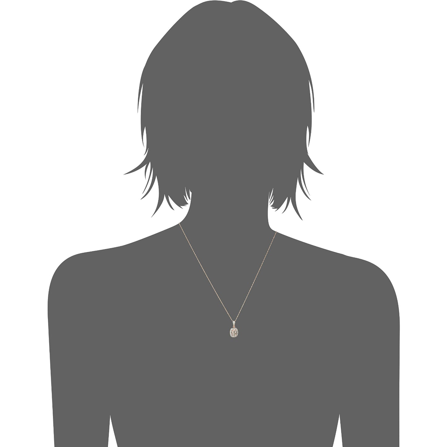 10k Rose Gold Morganite Cushion and Diamond Halo Pendant Necklace, 18" - Pinctore