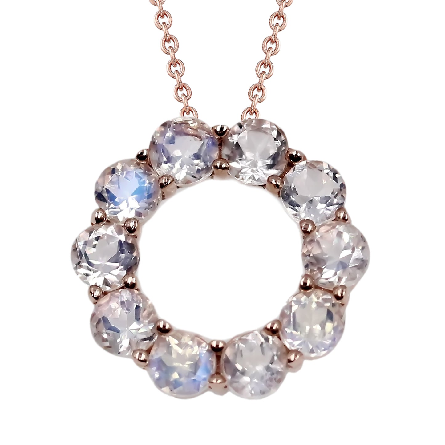 14Kt Rose Gold Blue Moonstone Pendant - Pinctore