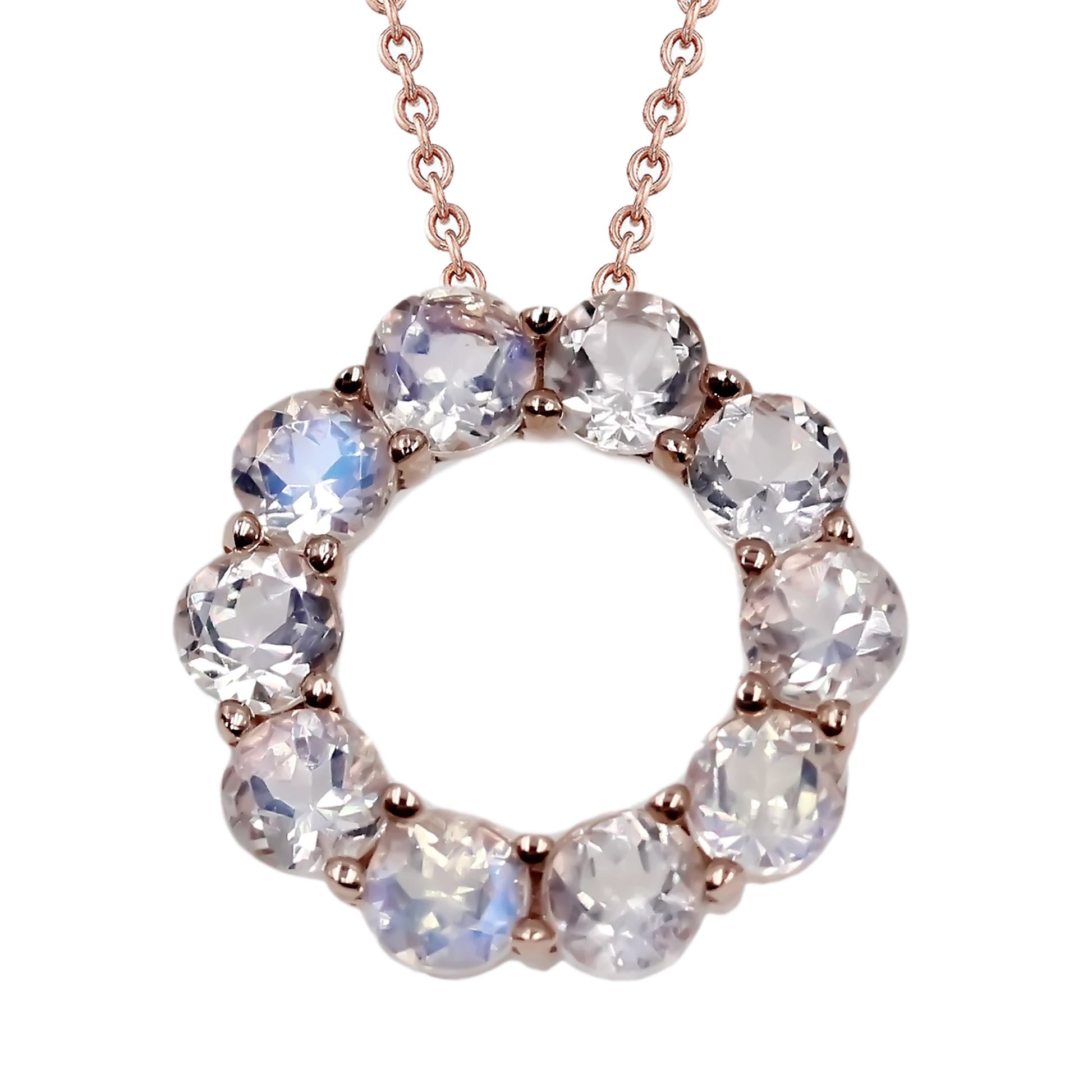 14Kt Rose Gold Blue Moonstone Pendant - Pinctore