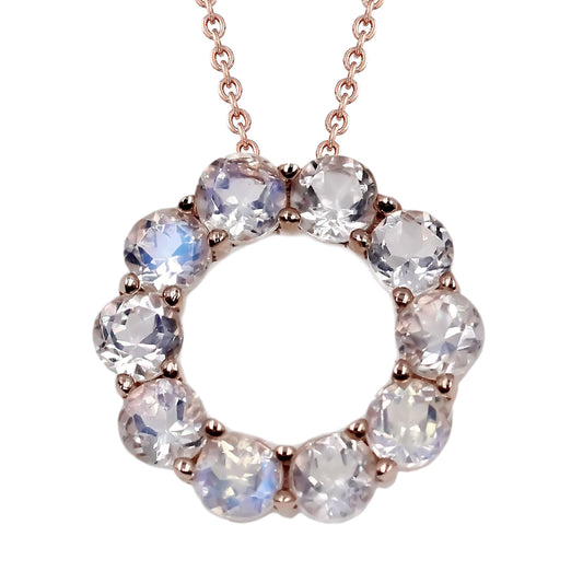 14Kt Rose Gold Blue Moonstone Pendant - Pinctore