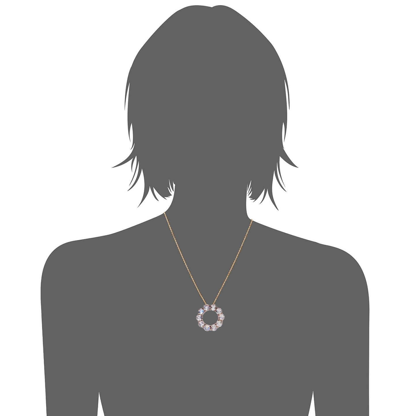 14Kt Rose Gold Blue Moonstone Pendant - Pinctore