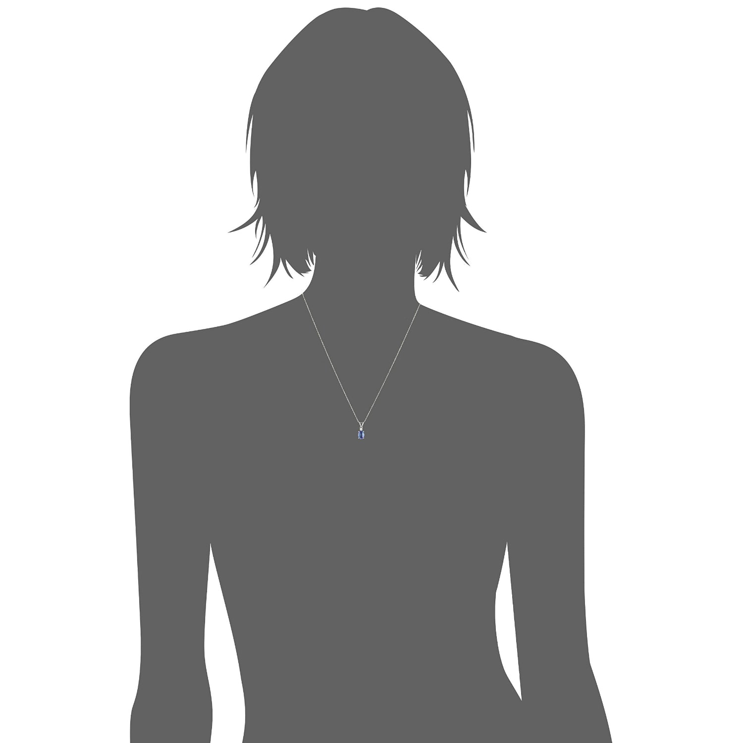 14k White Gold Oval Tanzanite and Diamond Accented Pendant Necklace, 18" - Pinctore