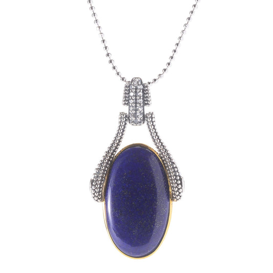 925 Sterling Silver Iolite, White Topaz, Lapis Lazulli Pendant - Pinctore