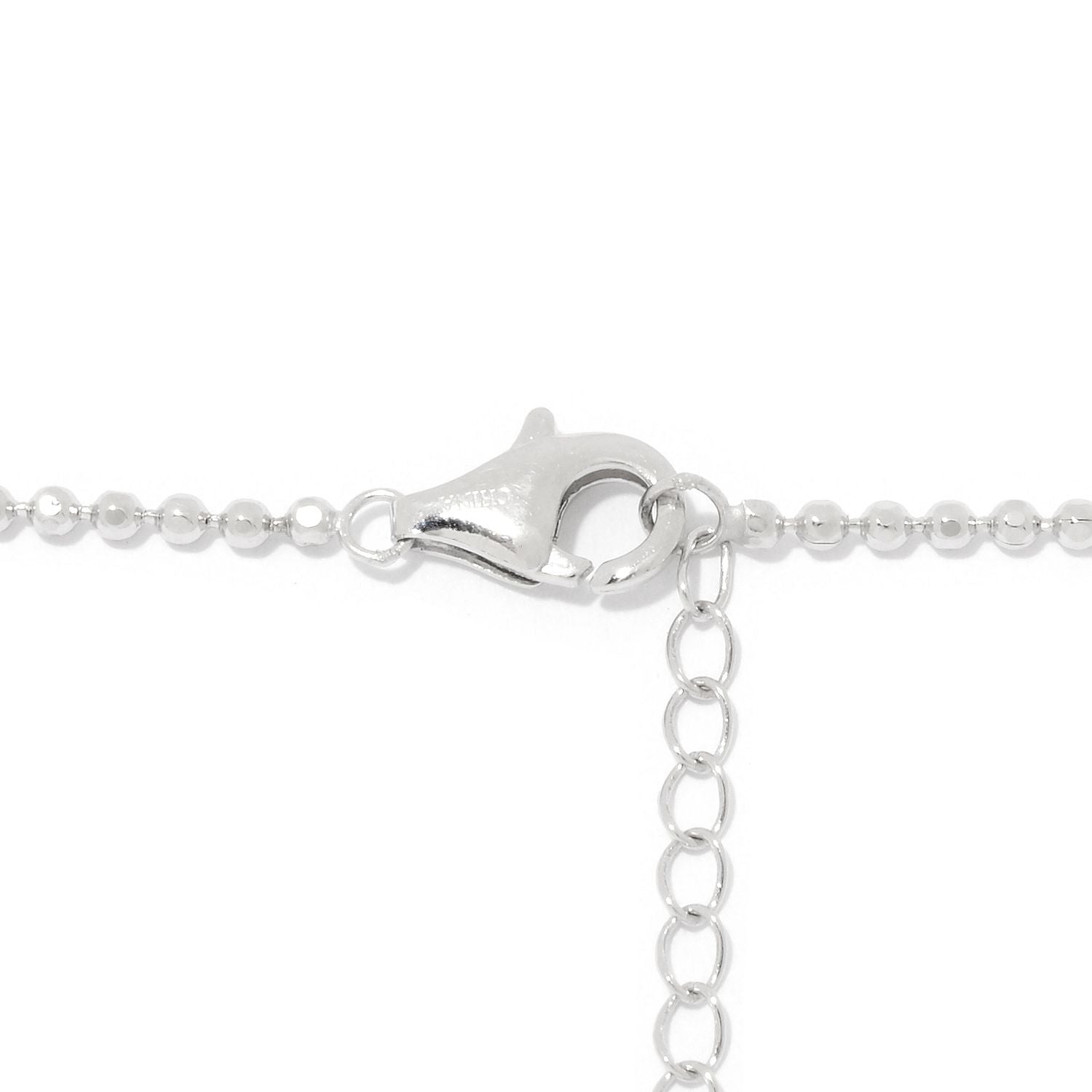 Sterling Silver 26 x 20mm White Buffalo & Garnet Enhancer Pendant w/ 18" Chain - Pinctore