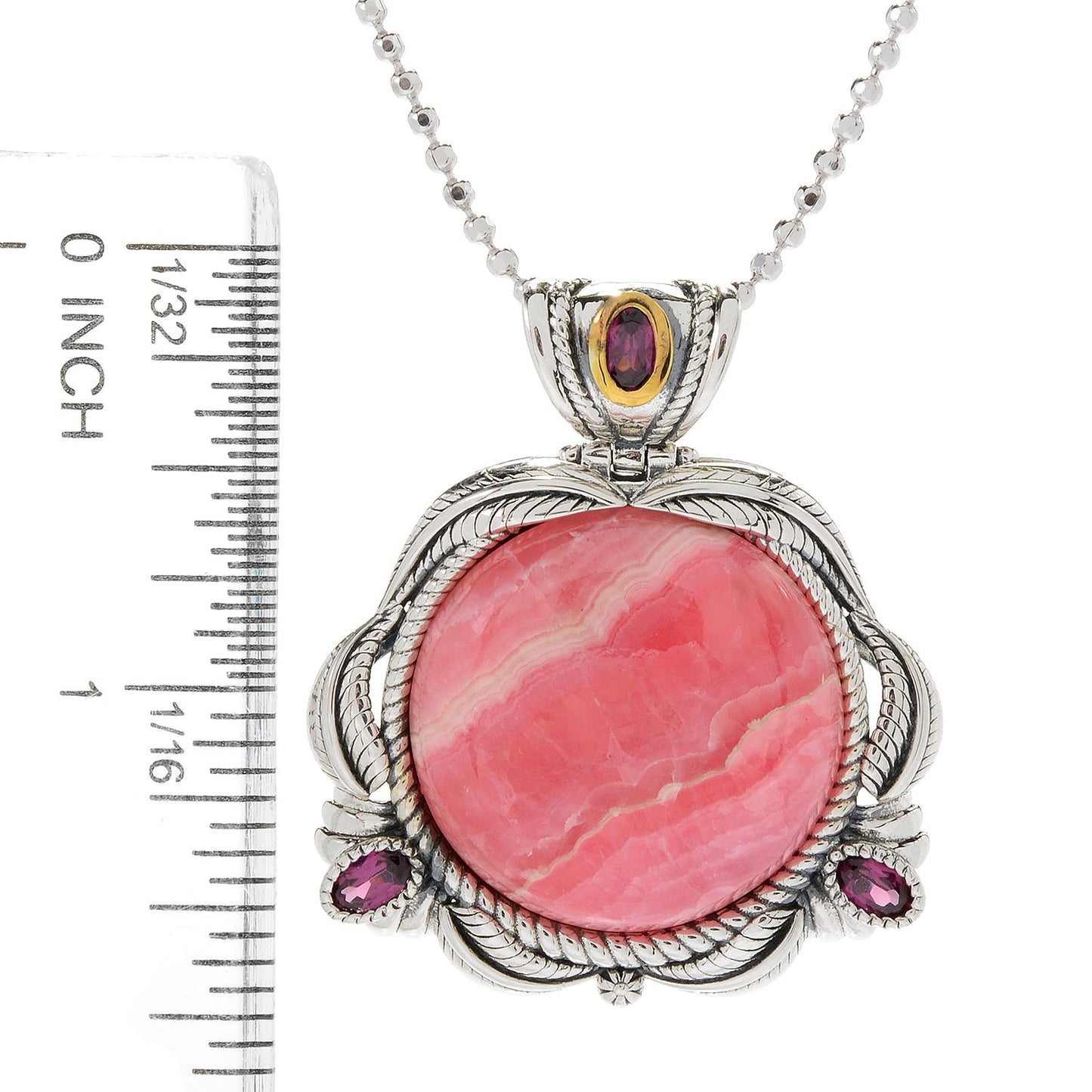 Sterling Silver 925 Rhodochrosite, Rhodolite Garnet Pendant - Pinctore