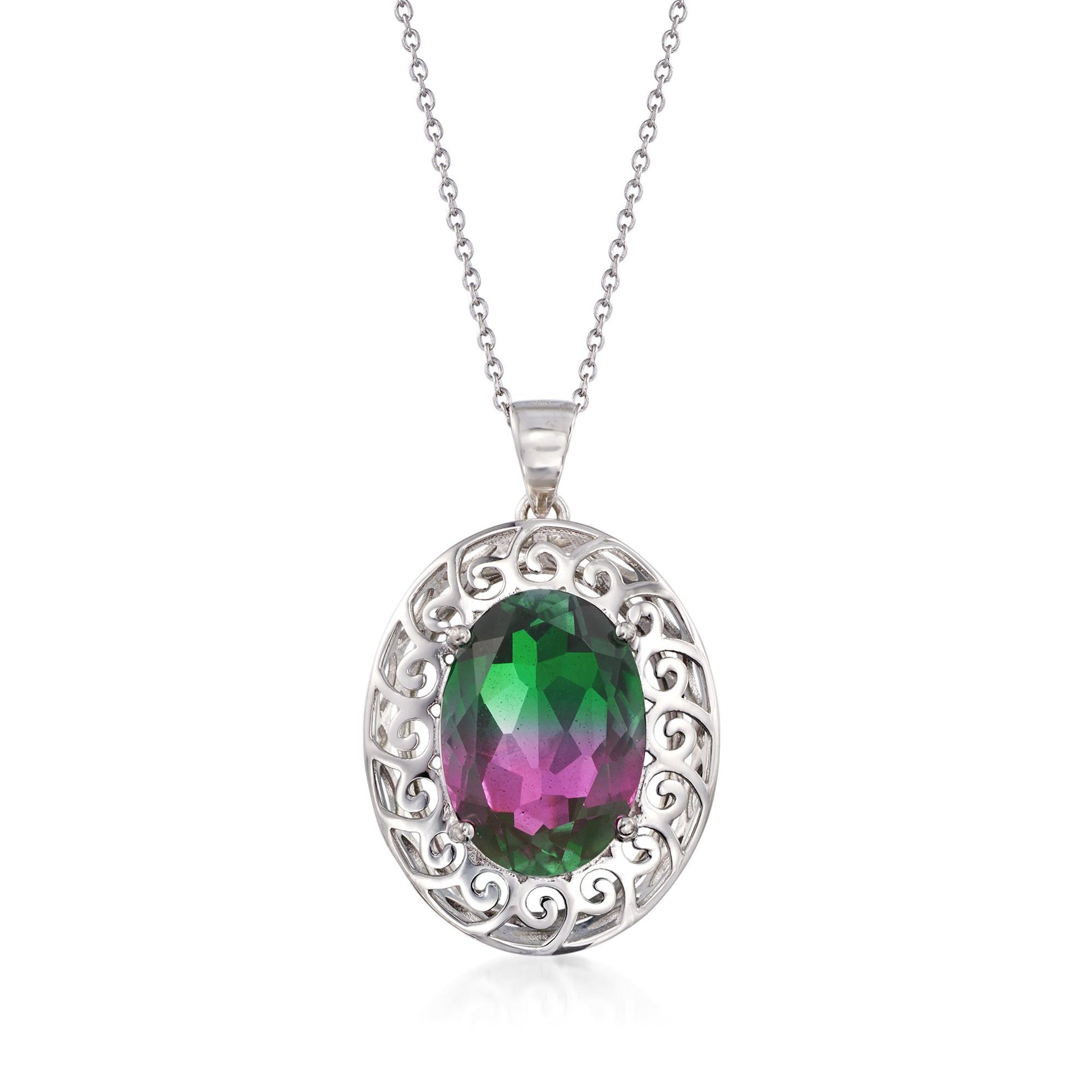 925 Sterling Silver Multi Tourmaline Doublet Pendant - Pinctore