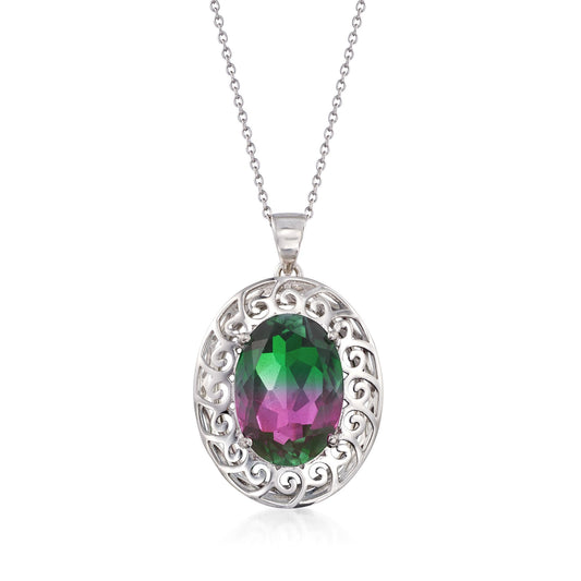 925 Sterling Silver Multi Tourmaline Doublet Pendant - Pinctore