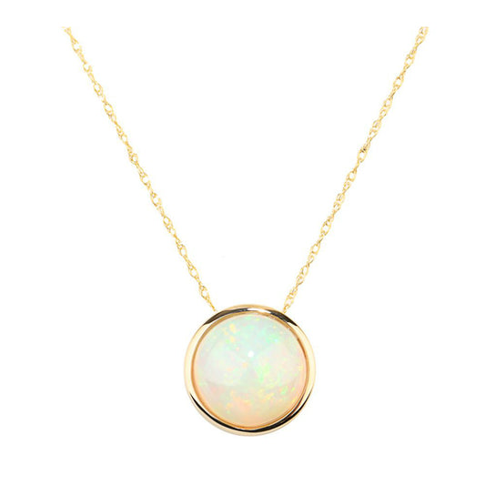 14Kt Gold Ethiopian Opal Round Shaped Pendant - Pinctore
