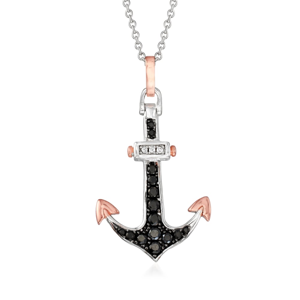 925 Sterling Silver Black Spinel, White Topaz Pendant - Pinctore