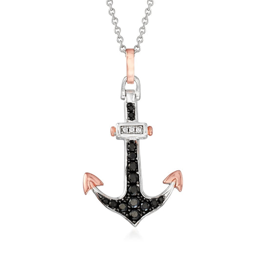 925 Sterling Silver Black Spinel, White Topaz Pendant - Pinctore