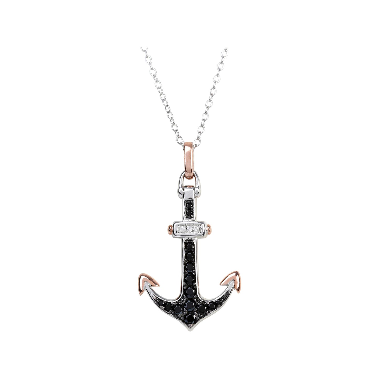 925 Sterling Silver Black Spinel, White Topaz Pendant - Pinctore