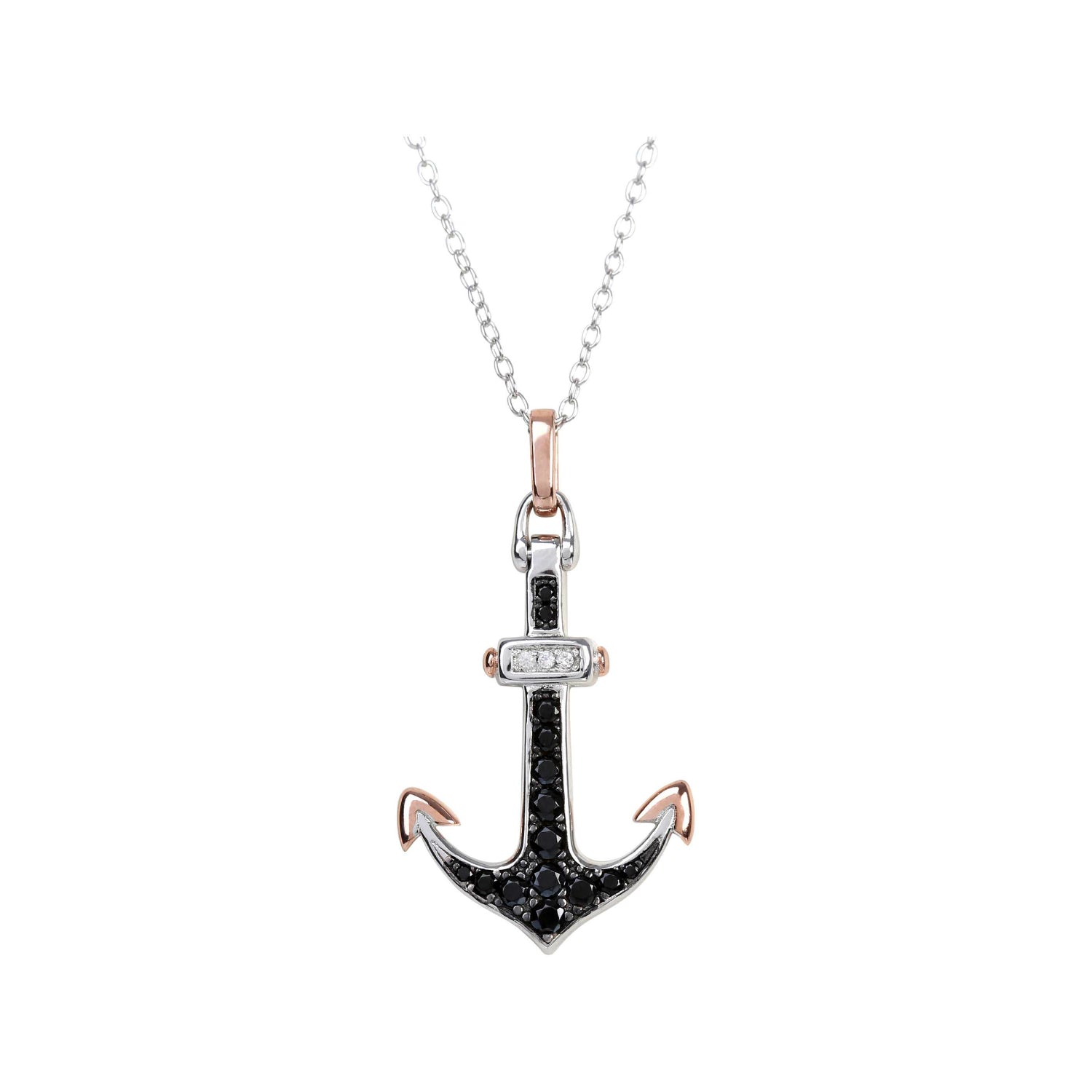 925 Sterling Silver Black Spinel, White Topaz Pendant - Pinctore